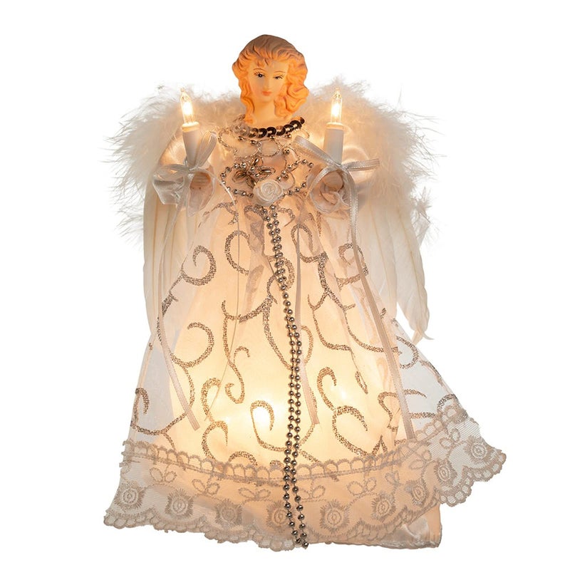 Kurt S. Adler Kurt Adler UL 10-Light Angel Treetop, 8.5-Inch, White/Silver - Image 1